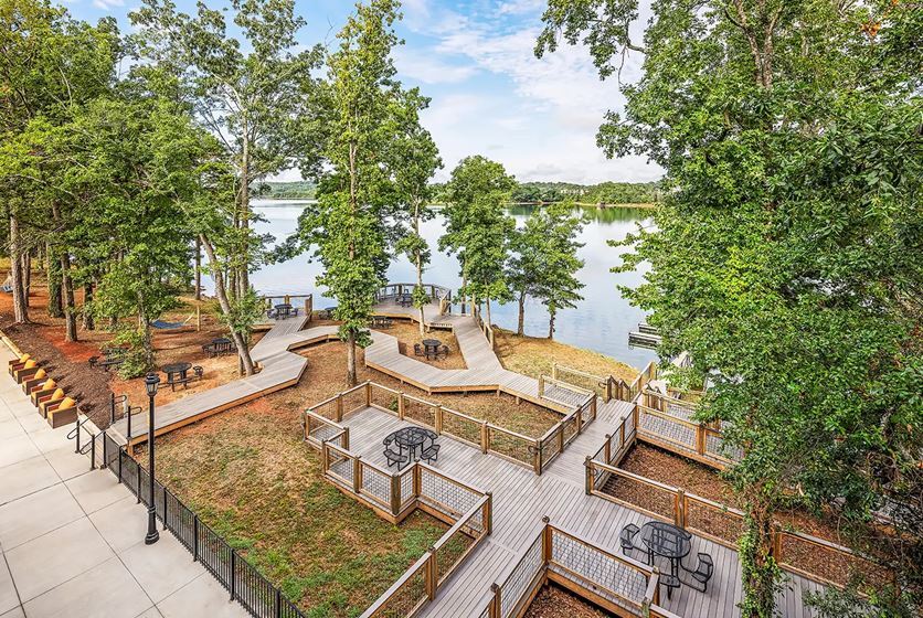 aerial shot of apartment amenities