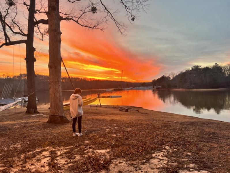 Sunset by the lake in Greenville